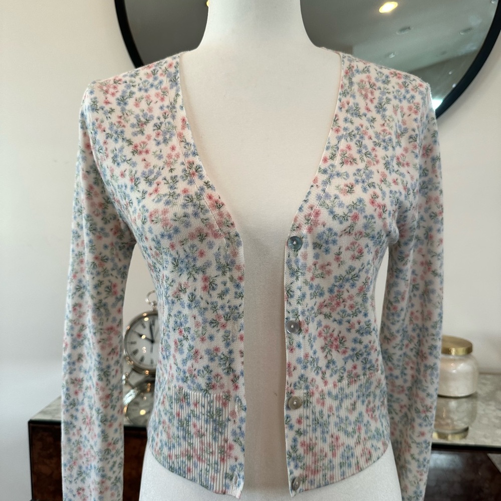 Zara Pink and Blue Floral Cardigan